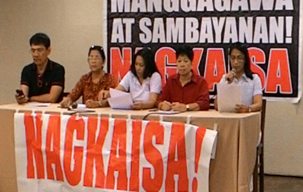 Grupong NAGKAISA, habang nagdaraos ng kanilang press conference para ipanawagan ang pagpasa ng Security of Tenure Bill para sa mga manggagawa (Photo courtesy of Jerolf Acaba, UNTV Radio Correspondent)