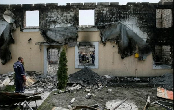 Isang care home na nasunog sa Ukraine(REUTERS)