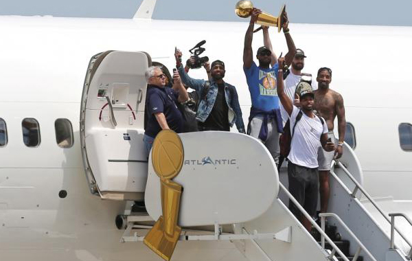 Cleveland Cavaliers Kyrie Irving, LeBron James, Kevin Love, JR Smith and Tristan Thompson arrive home in in Cleveland, Ohio, U.S.A.(REUTERS)